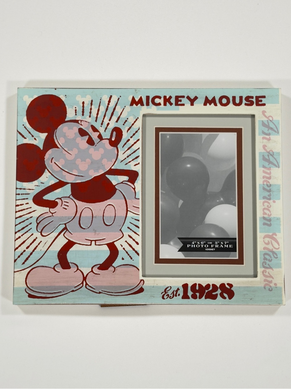 Disney Parks Mickey Mouse Picture Frame Vintage Wood 4x6 5x7 American Classic